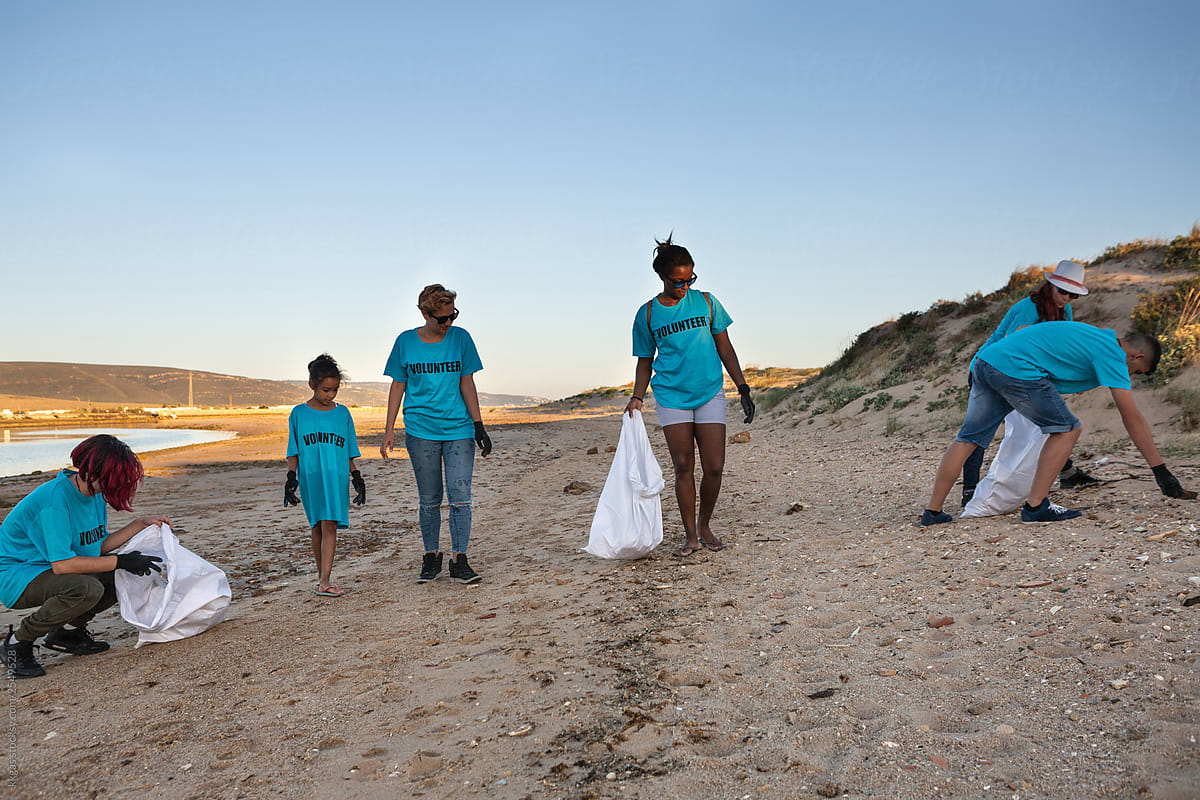 Volunteer beach cleaners