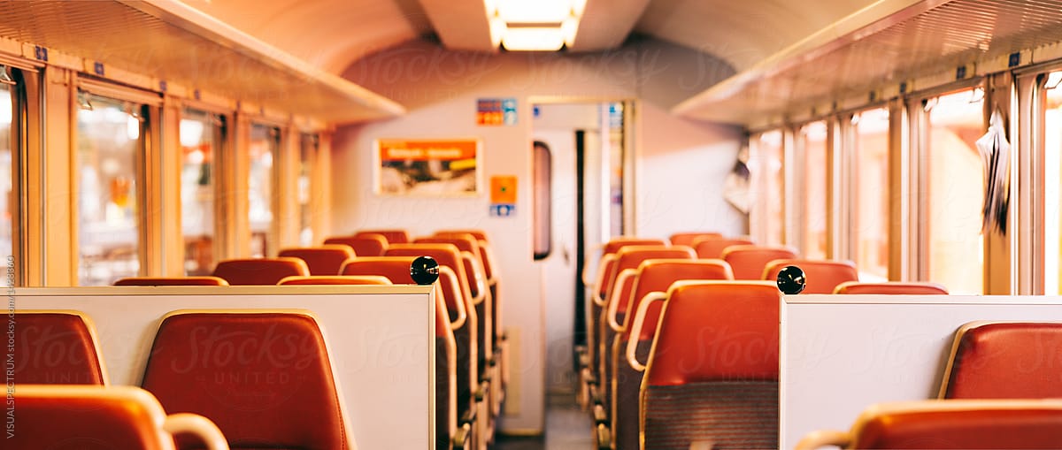 Seats in Empty Swiss Train Cabin