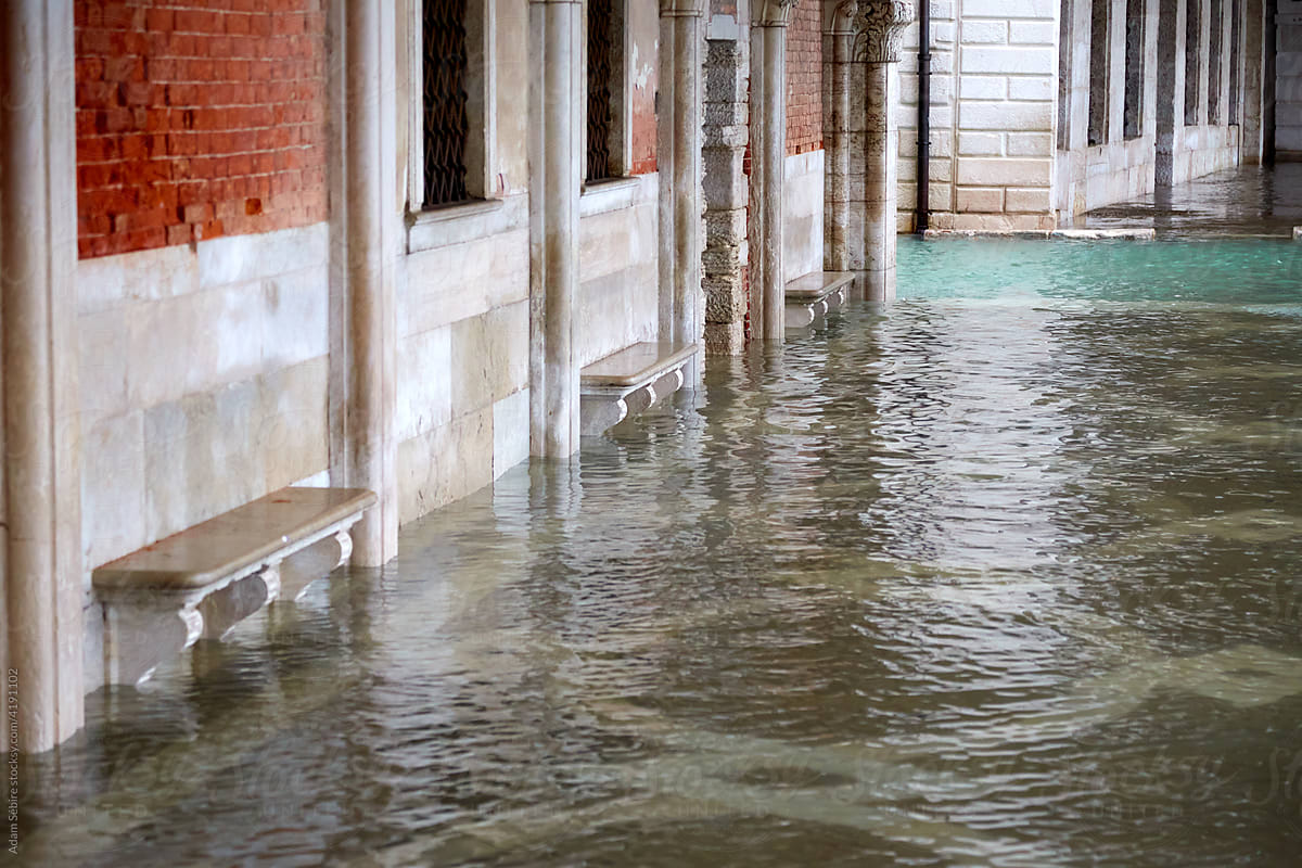 Rising sea levels flood Venice, walkway submerged