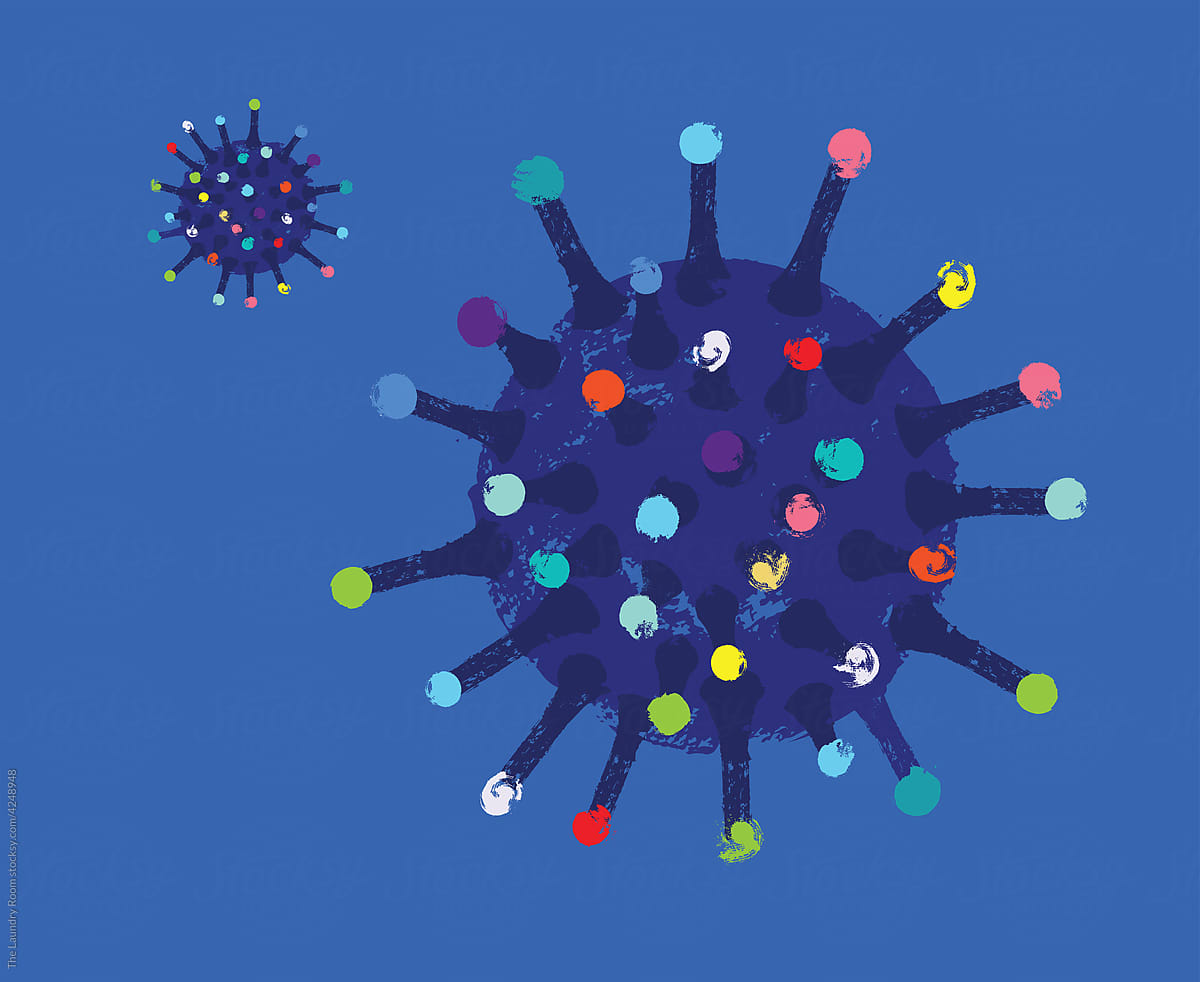 Abstract Coronavirus Illustration on Blue
