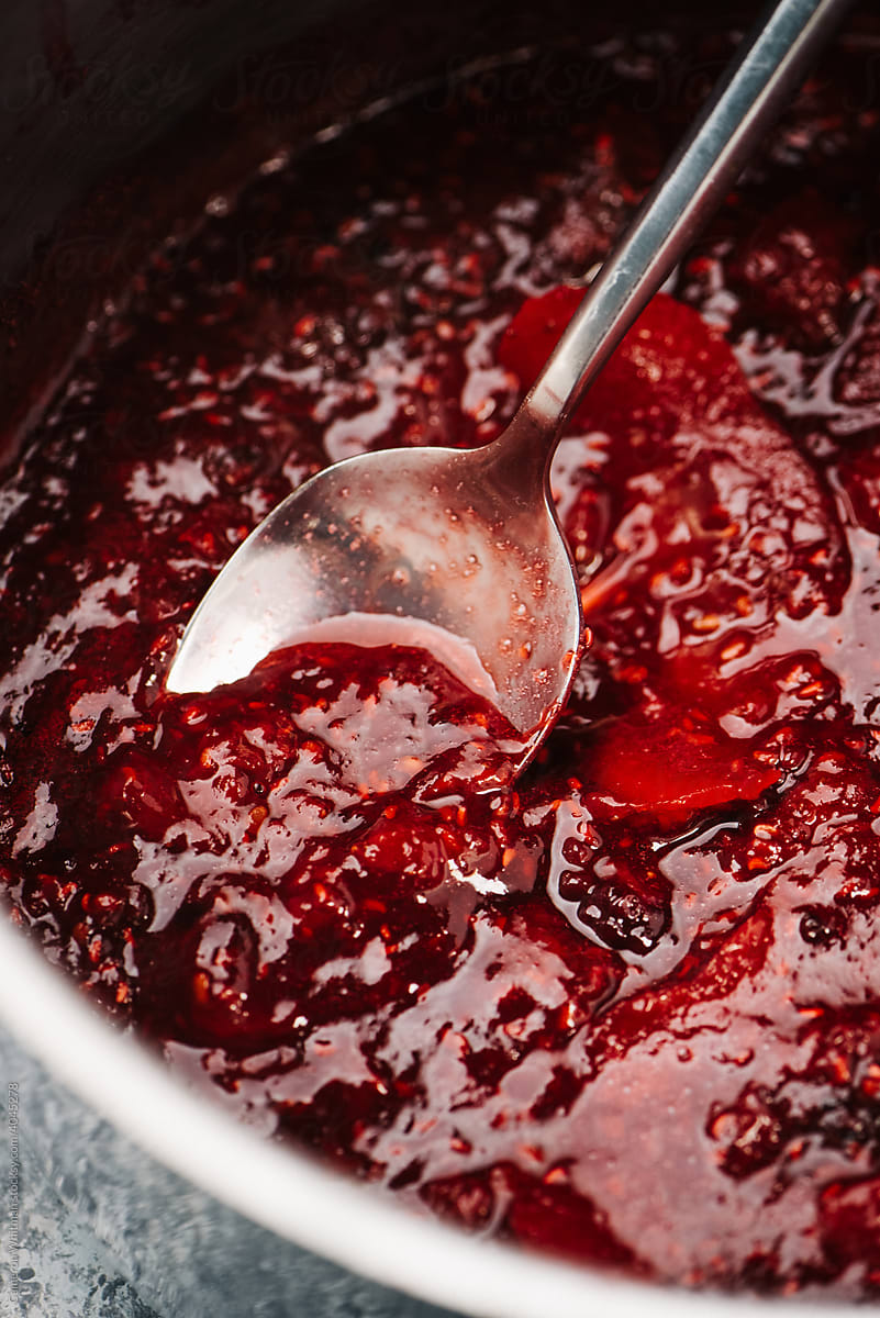 Close-up of freshly cooked berry compote