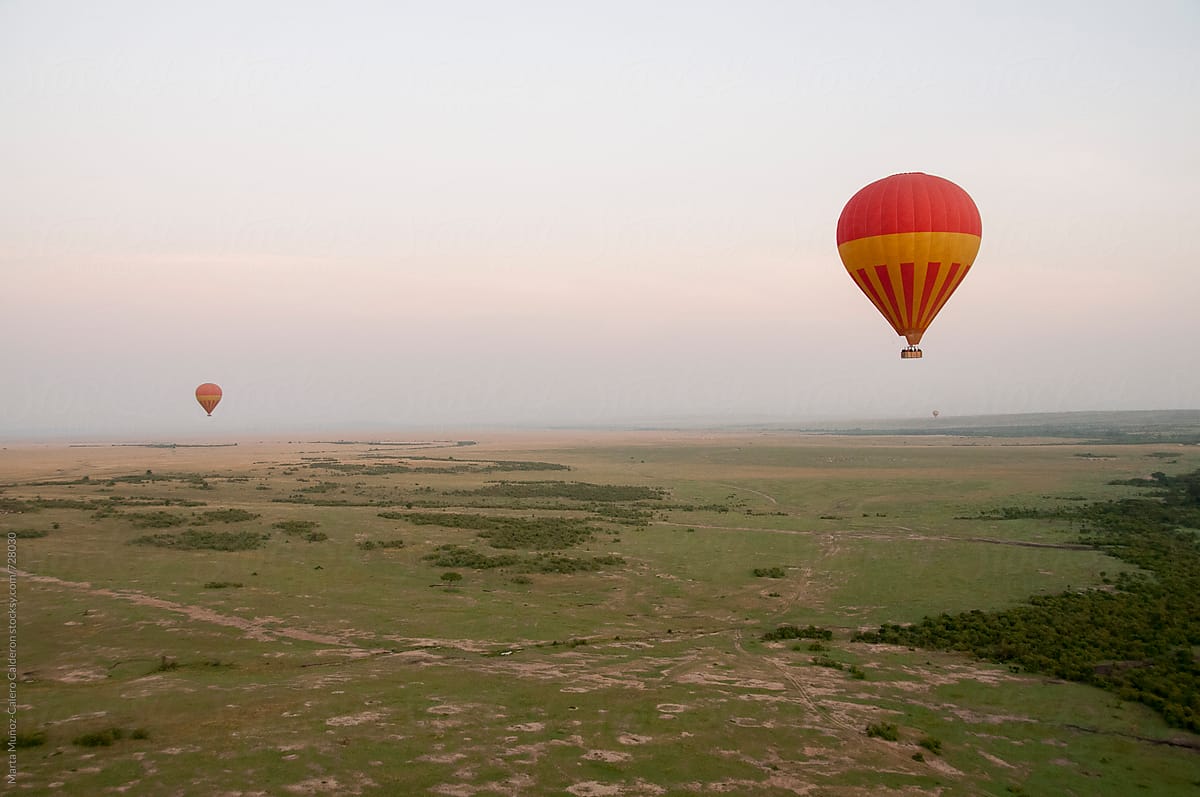 Floating air balloons in Kenia, Africa