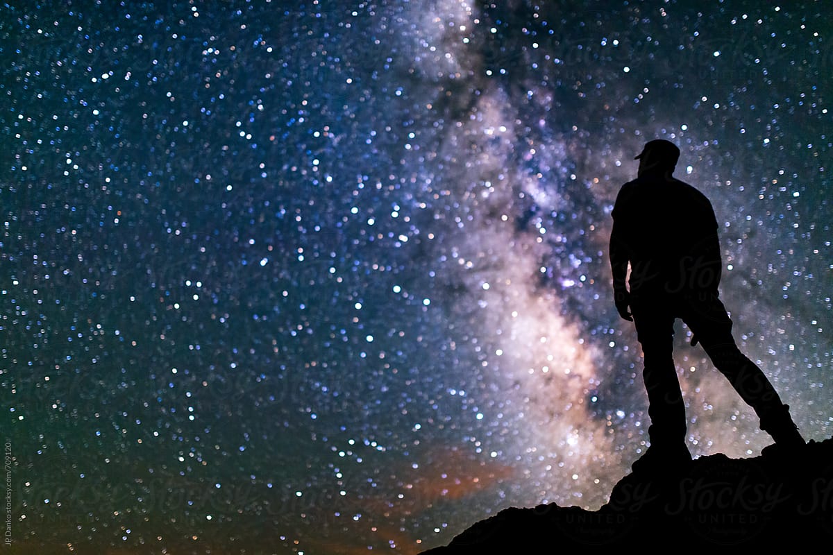Amazing Milky Way Galaxy Night Sky Stars Self Portrait Selfie in New Mexico Desert
