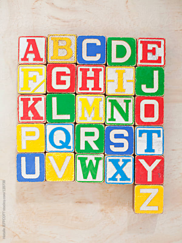 ABC arrangement of a child\'s wooden blocks