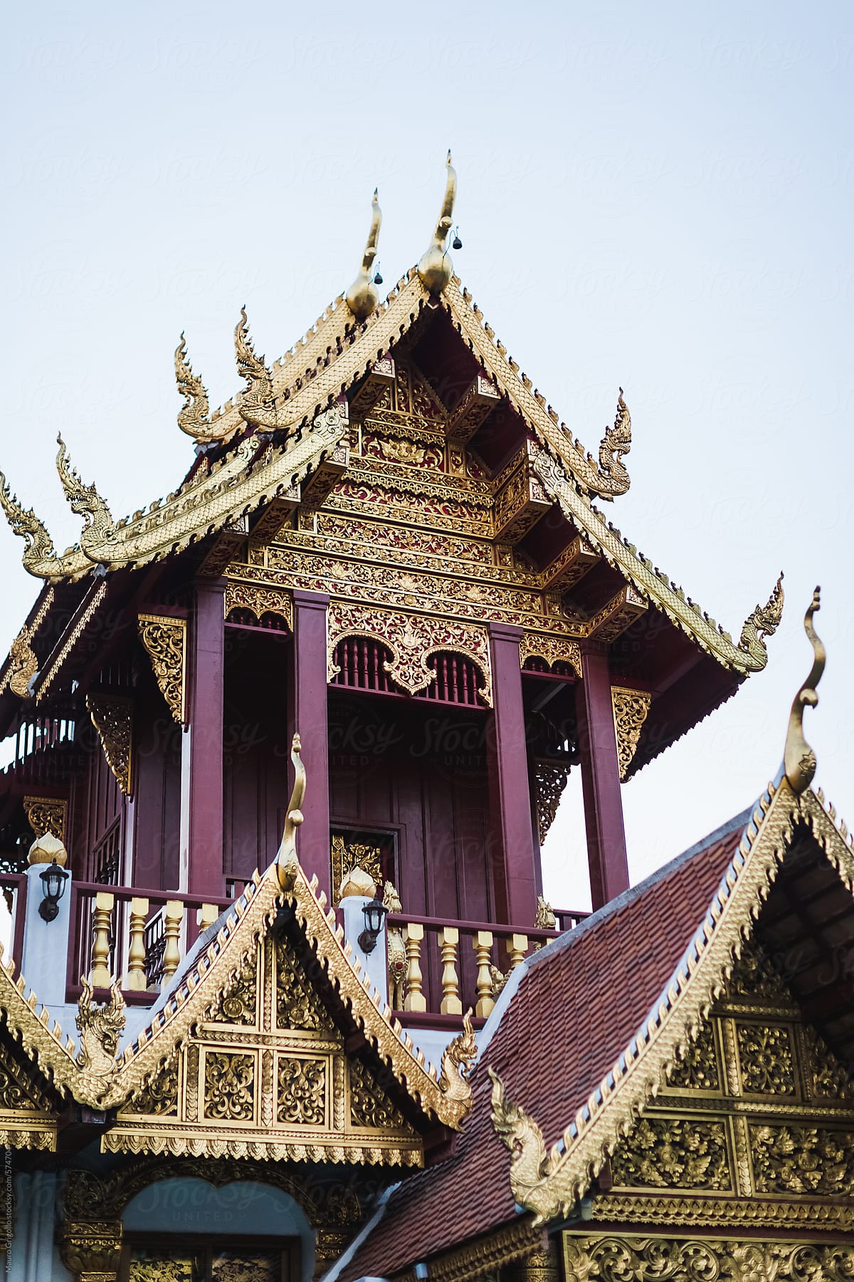 Architectural features of a buddhist Temple in Thailand