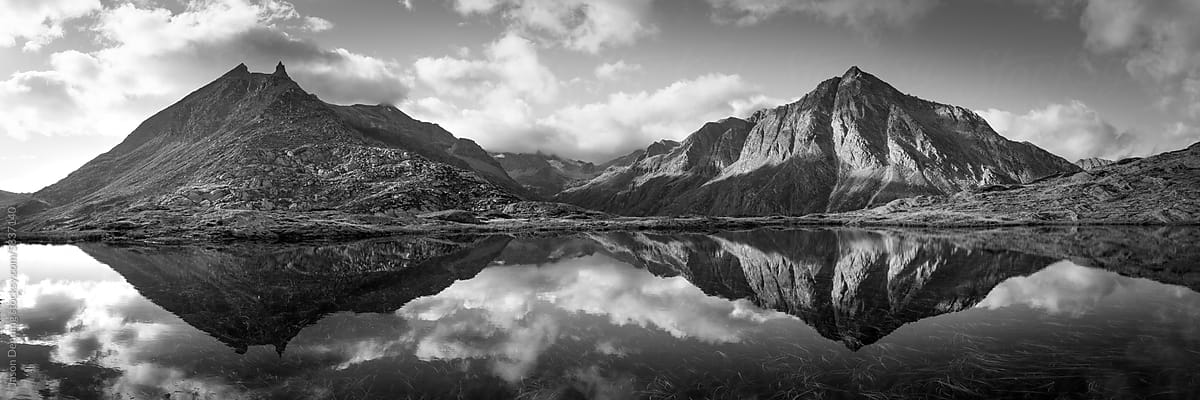 Mont Cenis Lac French Alps Black and white