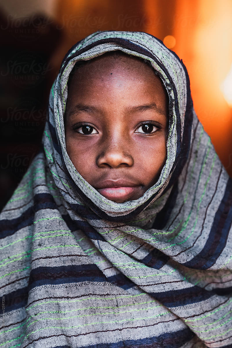 Zanzibari beautiful and innocent girl looking at the camara