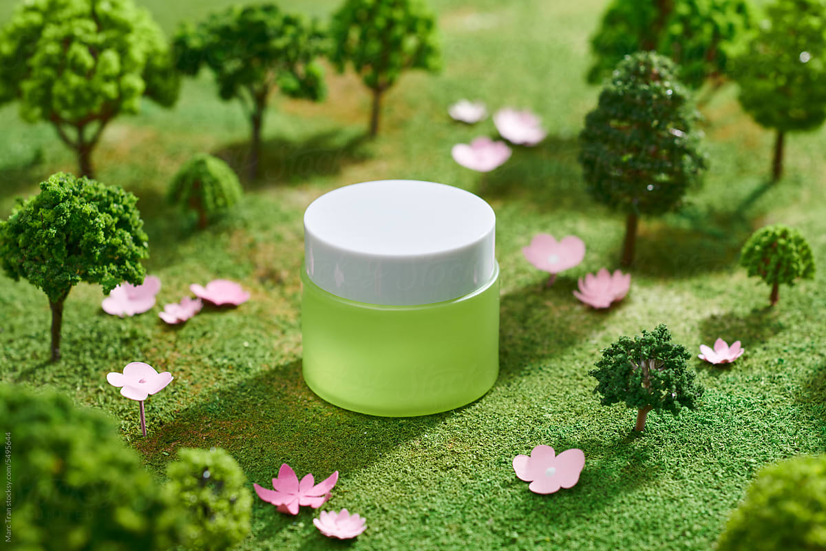 Recycled cosmetic packaging cream jar concept