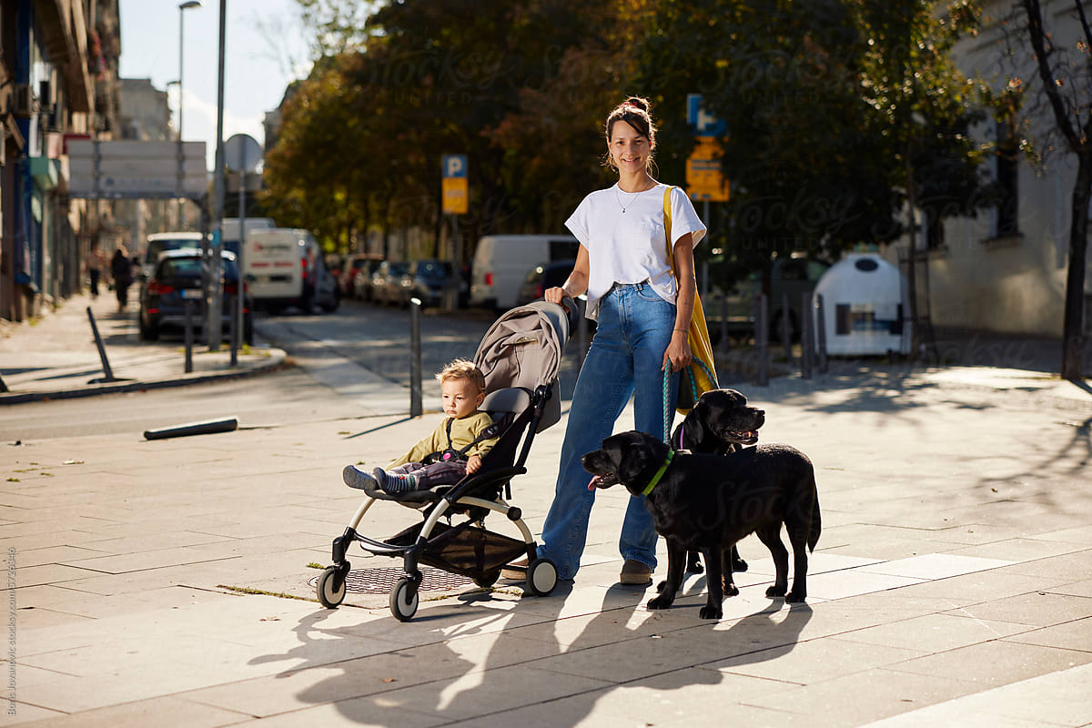 Portrait of a family on the street