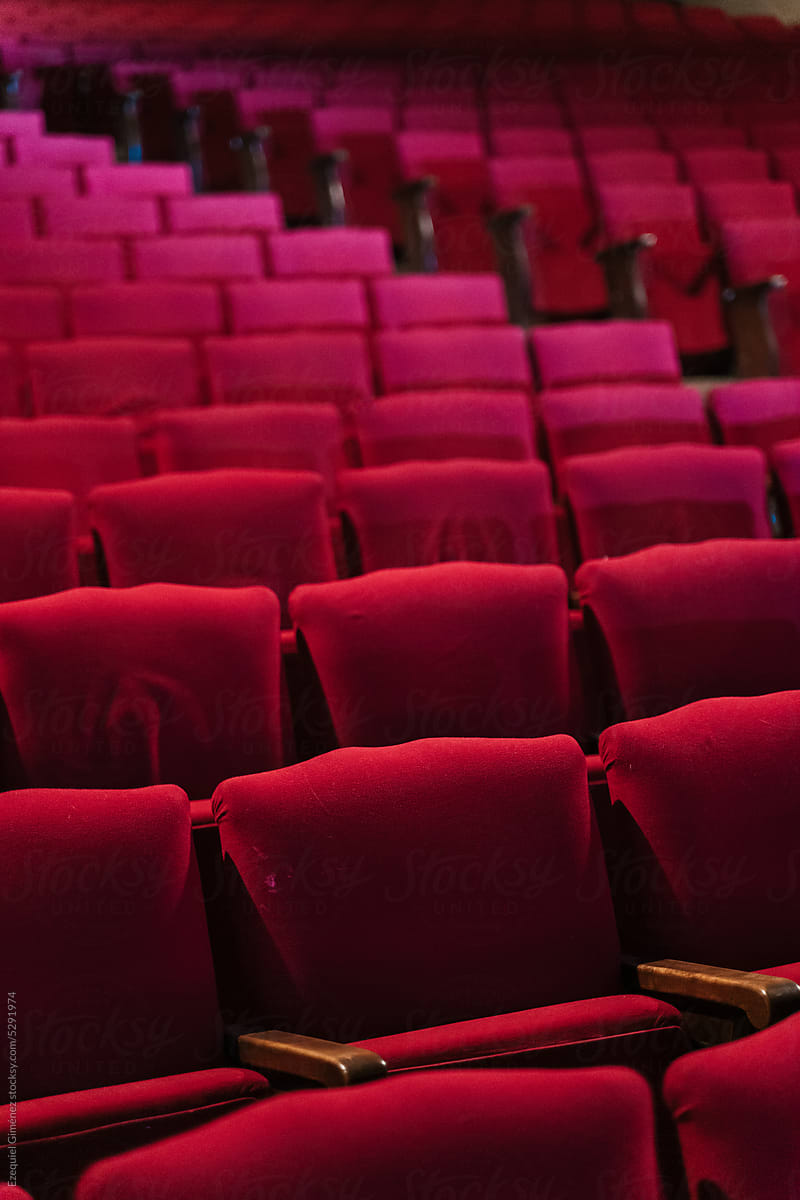 Rows of red seats in theater