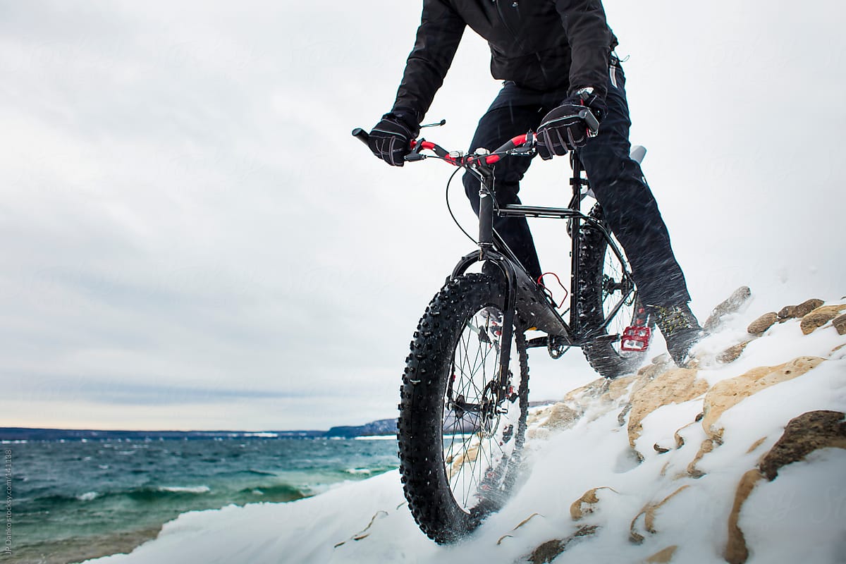 Extreme Winter Sport Winter Mountain Biking In Snow