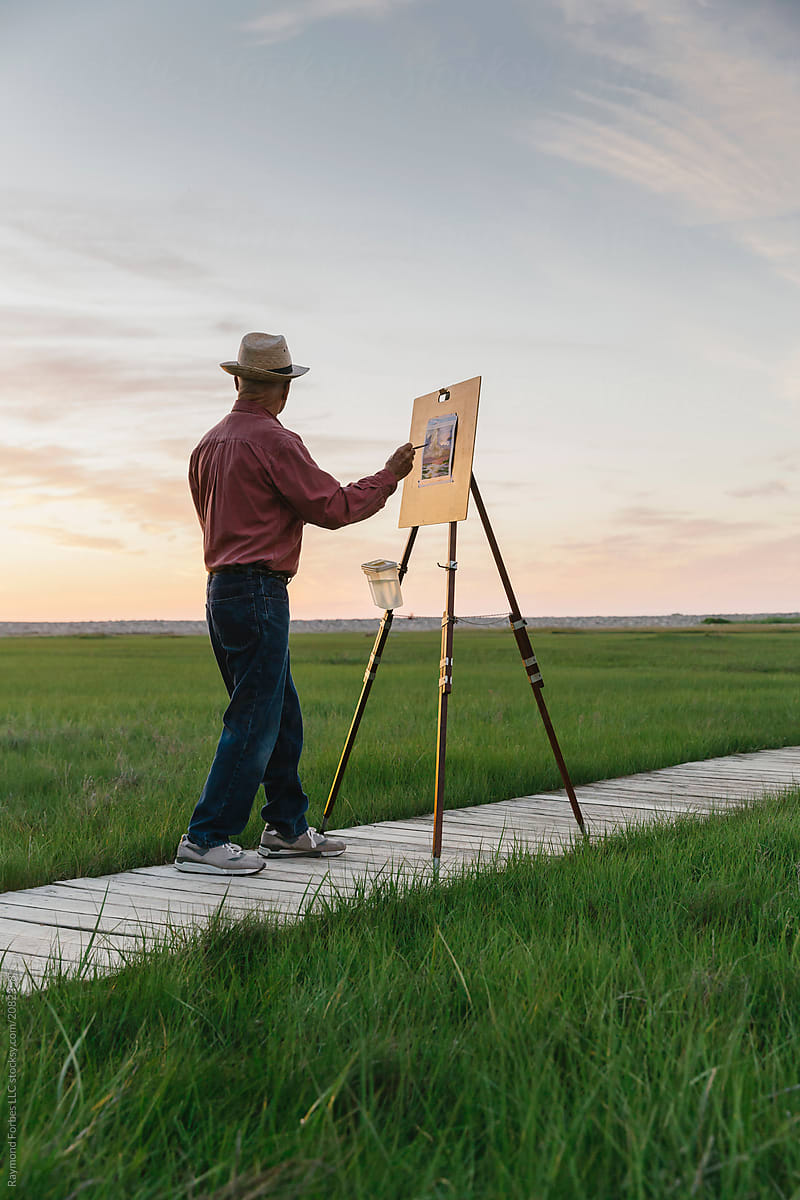 Painting Outdoors with Easel on Boardwalk