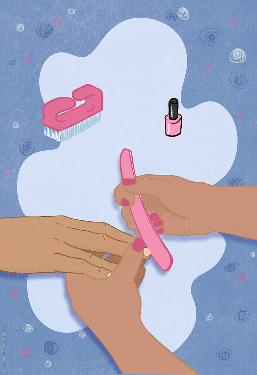 Nail shaping during manicure illustration