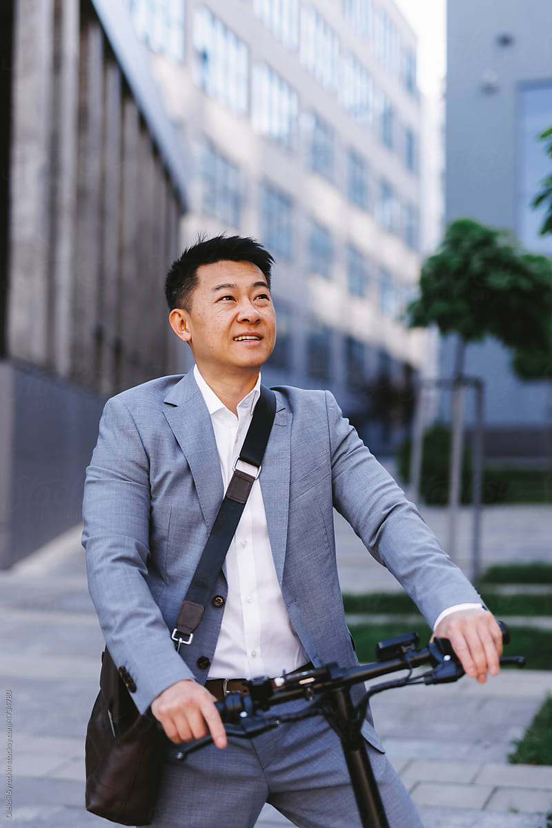 Entrepreneur driving on bike
