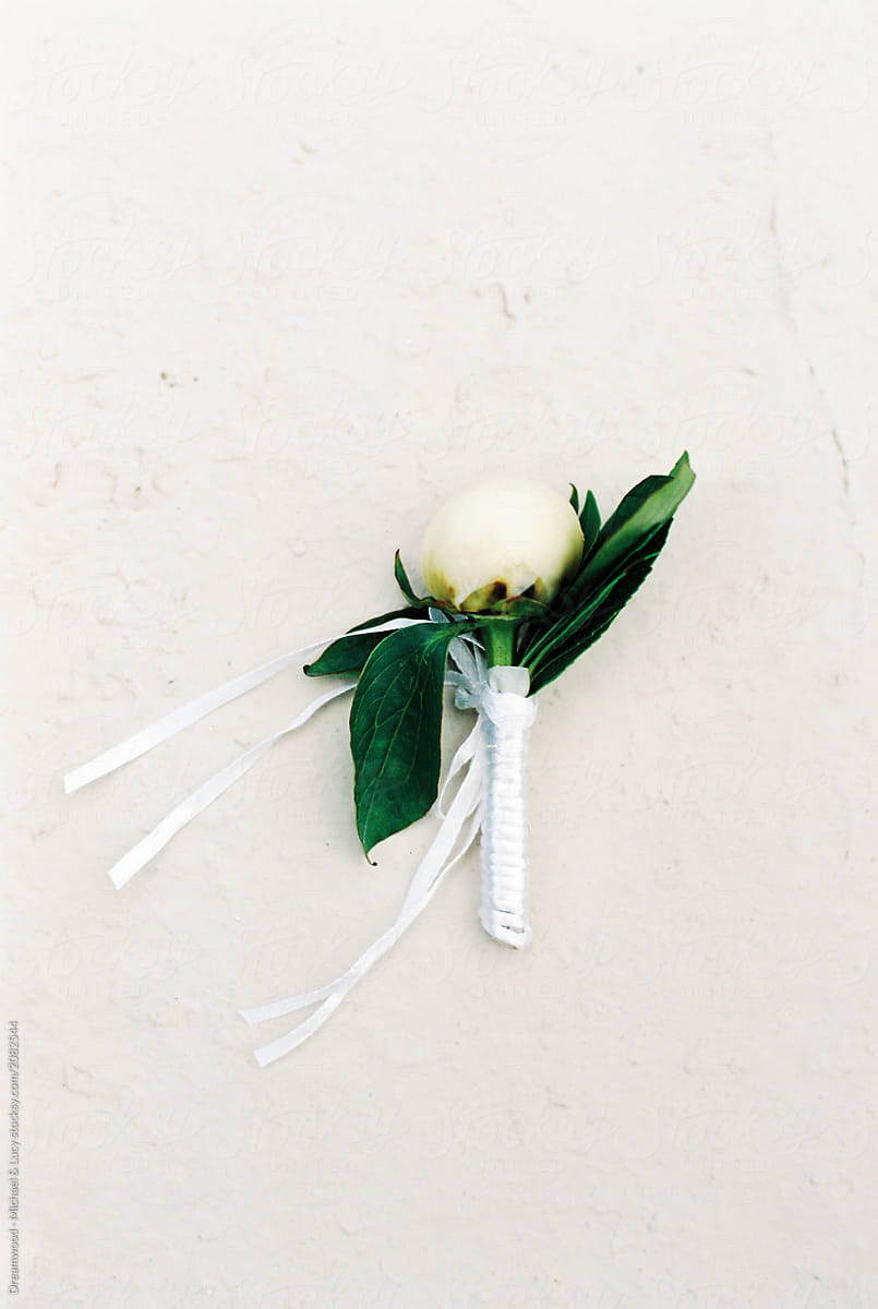 Elegant white flower in boutinniere