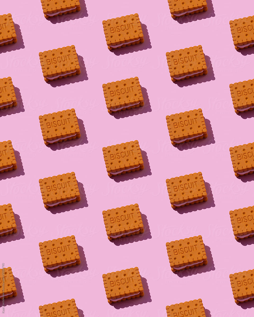 Pattern of a cookie on a pink background