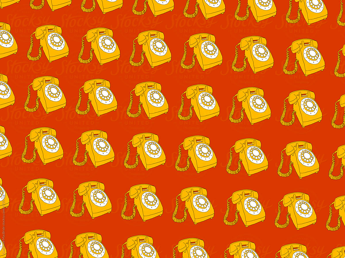 A repeating pattern of a yellow rotary phone