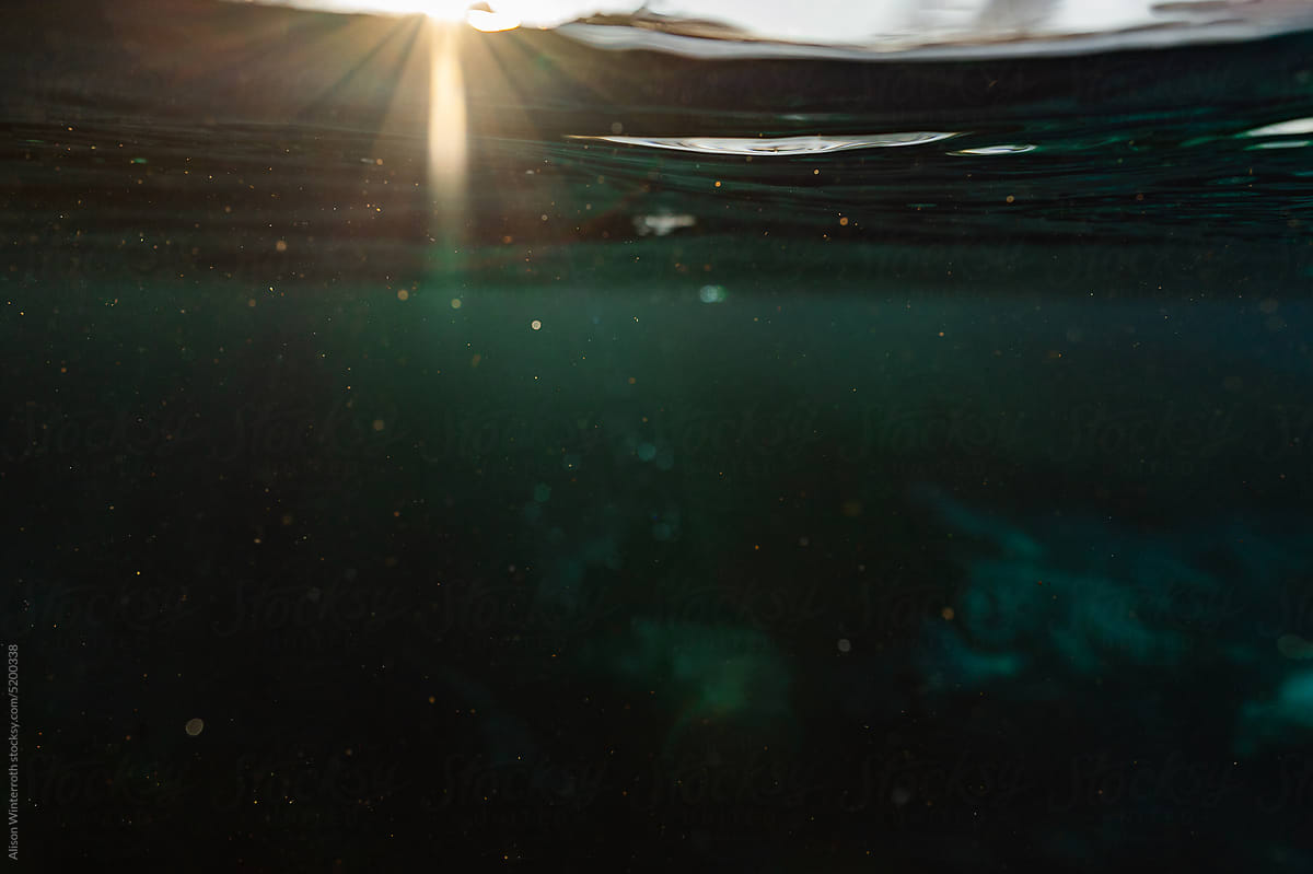 Golden light coming underwater