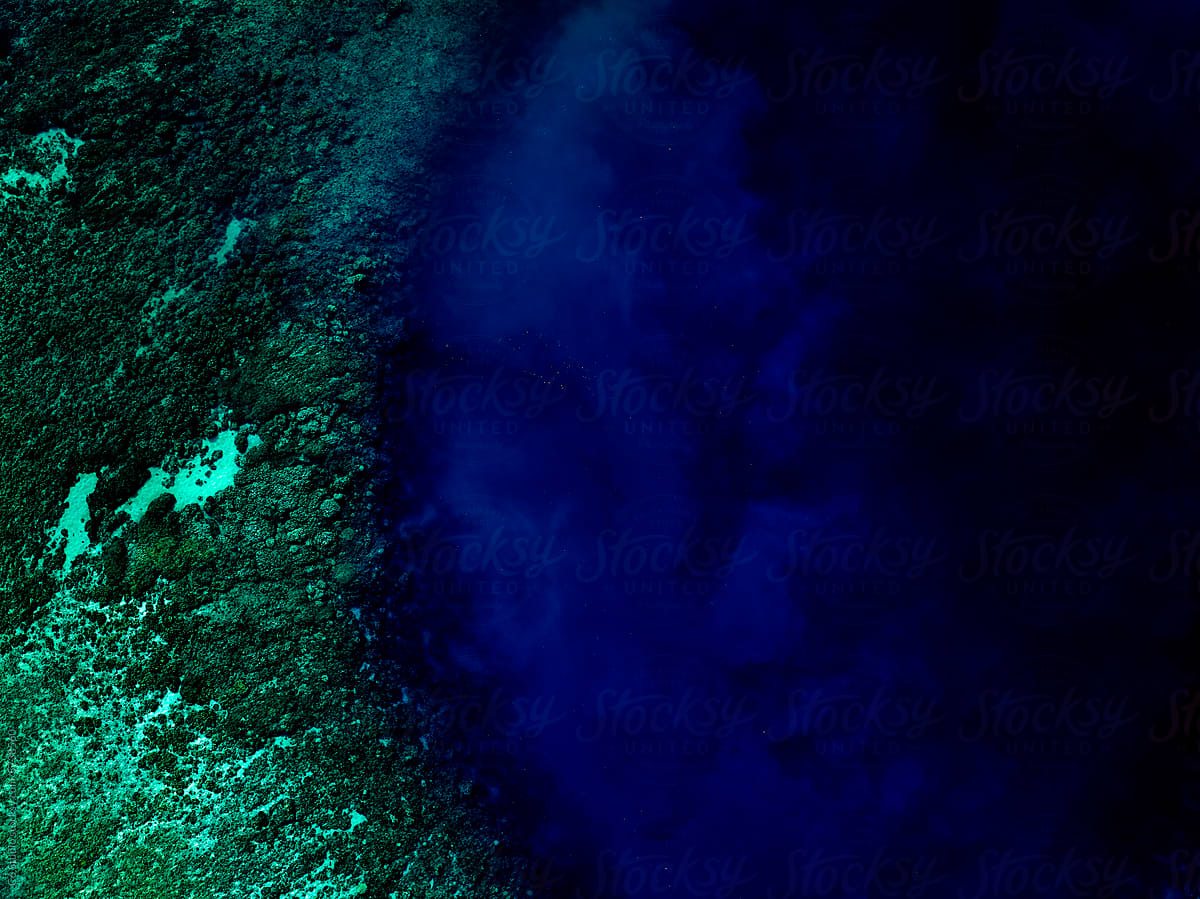 Aerial view of tropical blue barrier reef