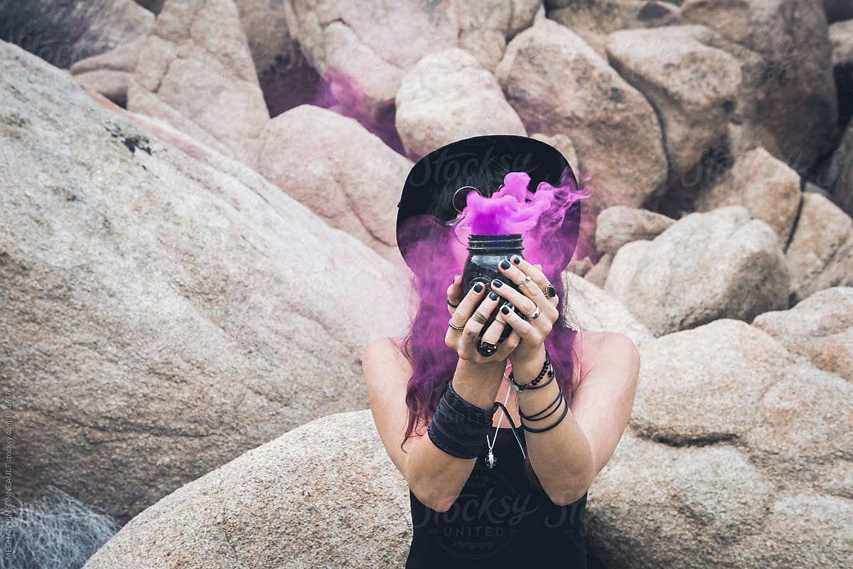 Witchy Woman with Purple Smoke