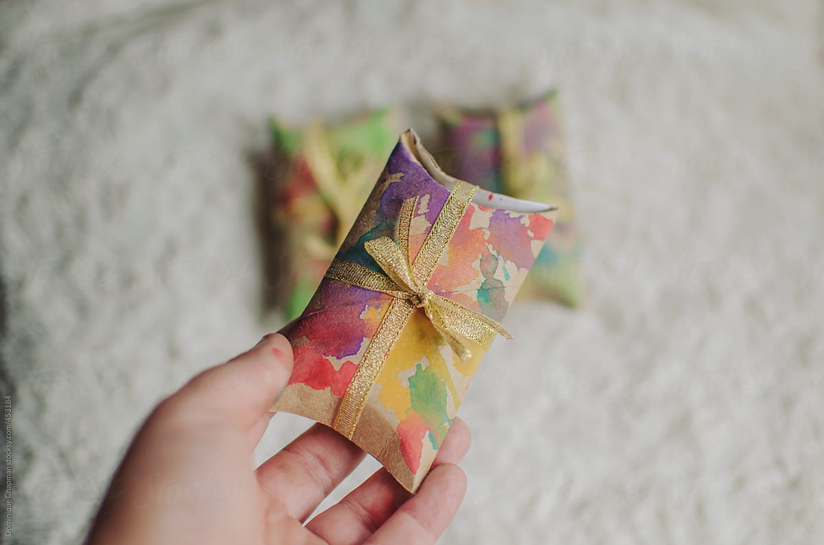 Recycled watercolour christmas gift boxes