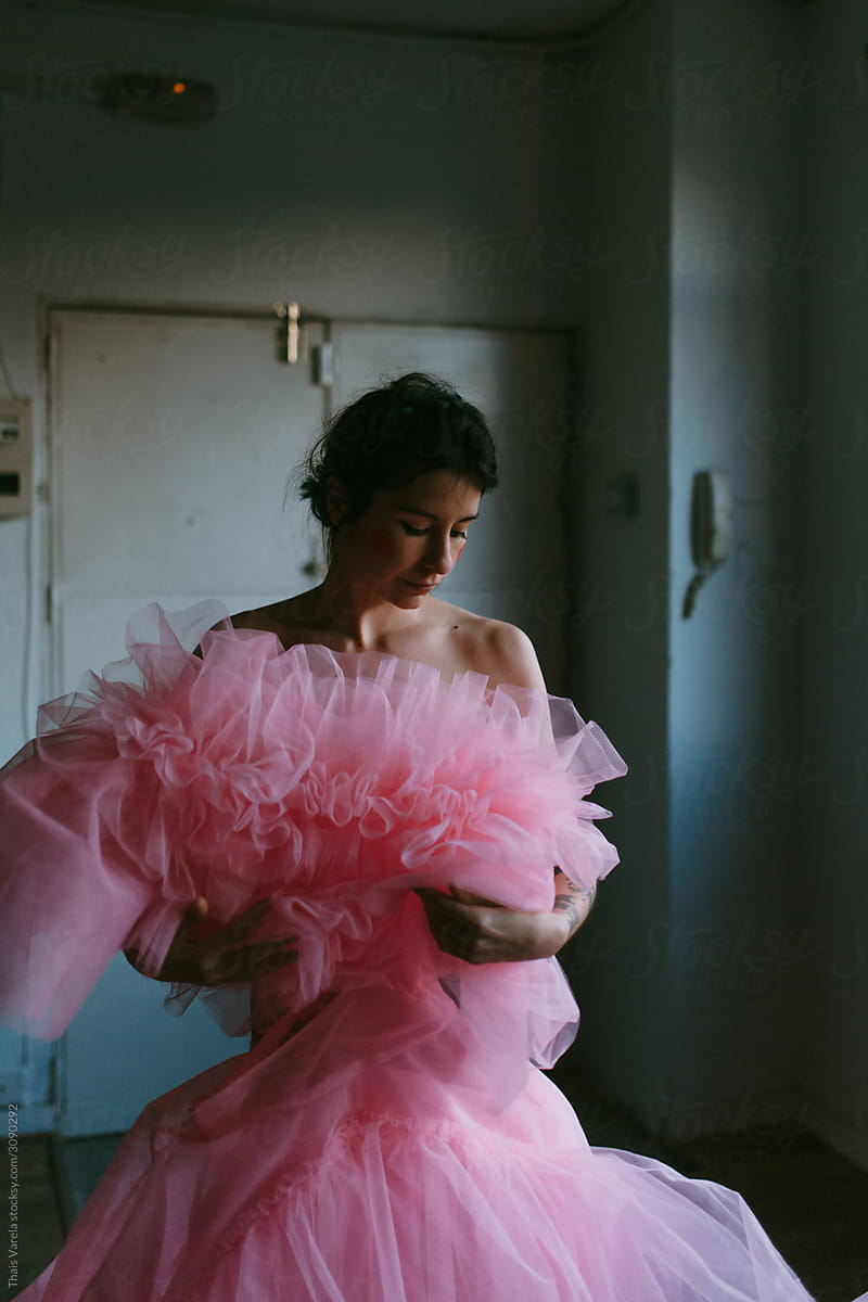 woman with tulle dress