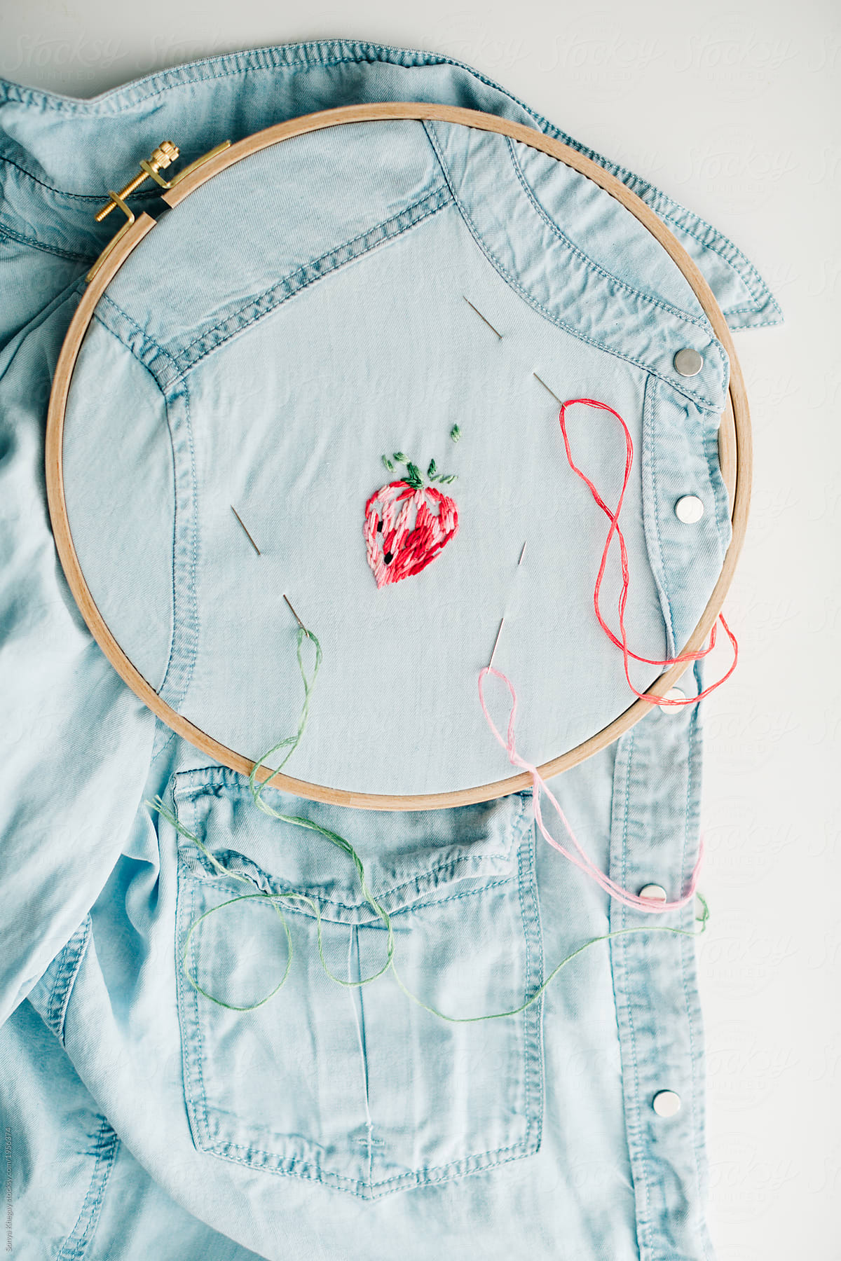 embroidery in progress