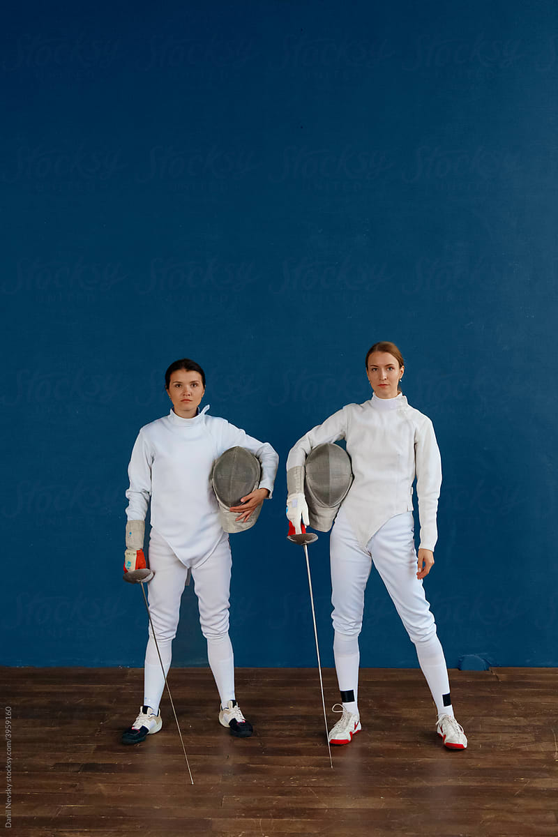Female fencers ready for training
