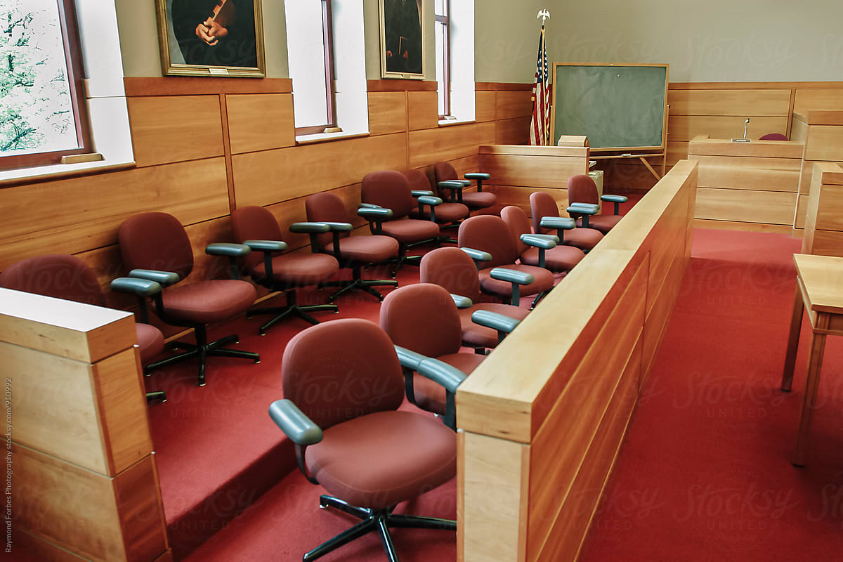 Jury Box in Courtroom with Nobody