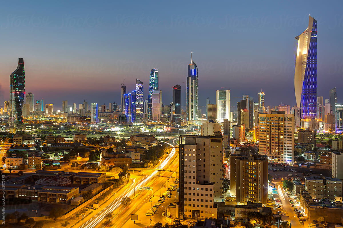 Kuwait City Skyline at dusk