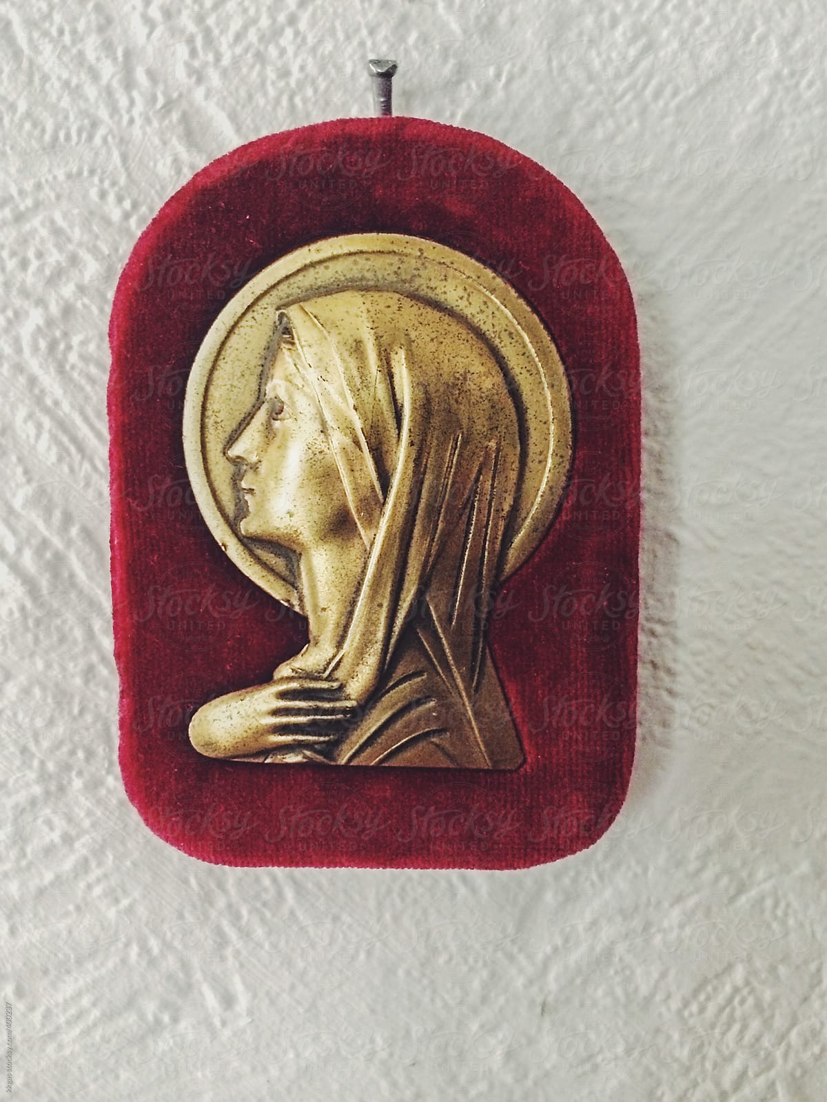 Vintage Virgin Catholic wall plaque