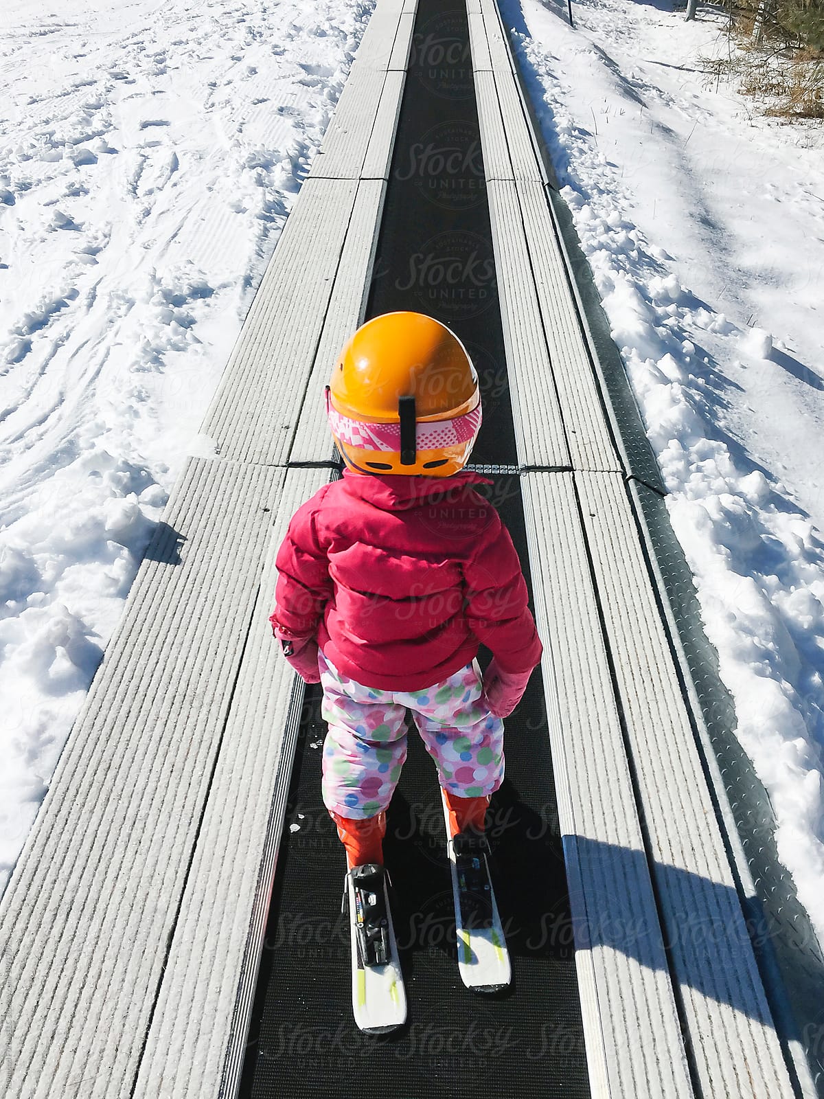 User-generated content Child Riding Ski Lift on First Day Skiing
