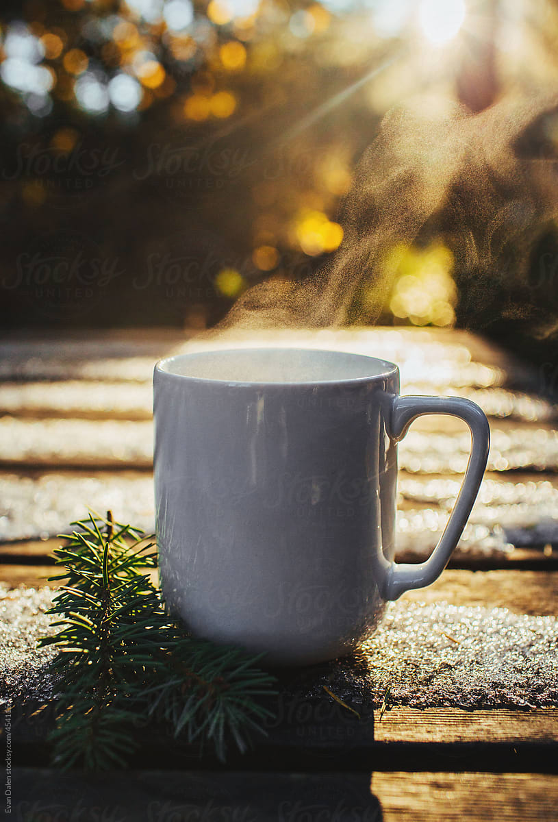 Steaming Coffee Mug in the Cold