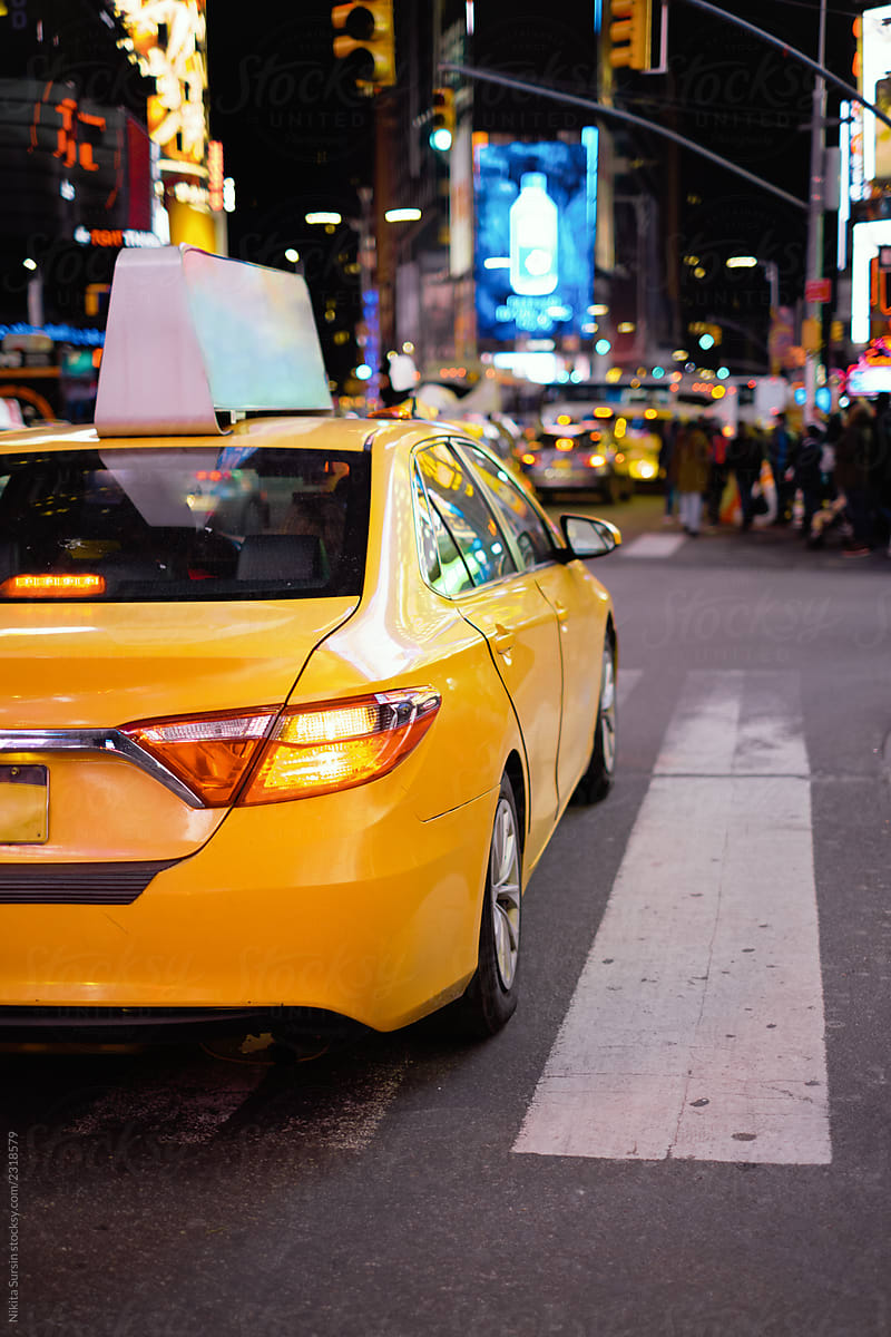 The taxicabs of New York City at night Time Square