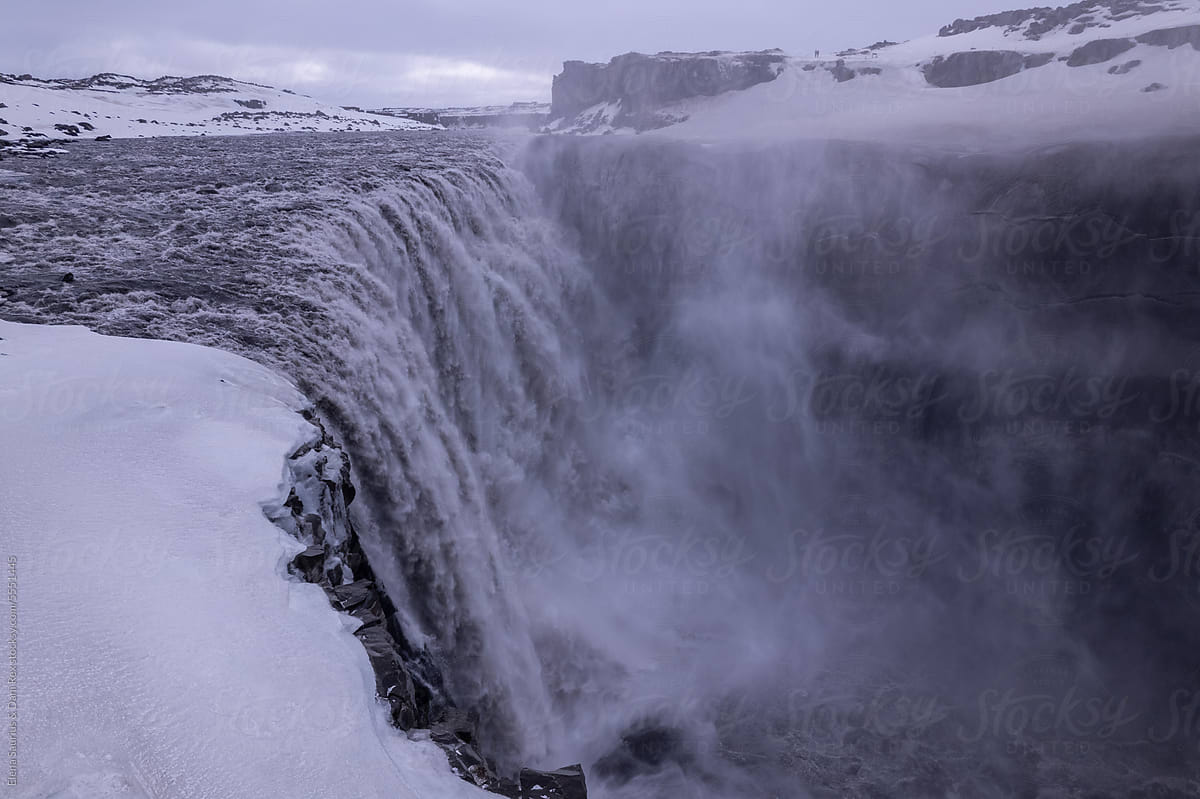 Detifoss Waterfall In Winter, Iceland.