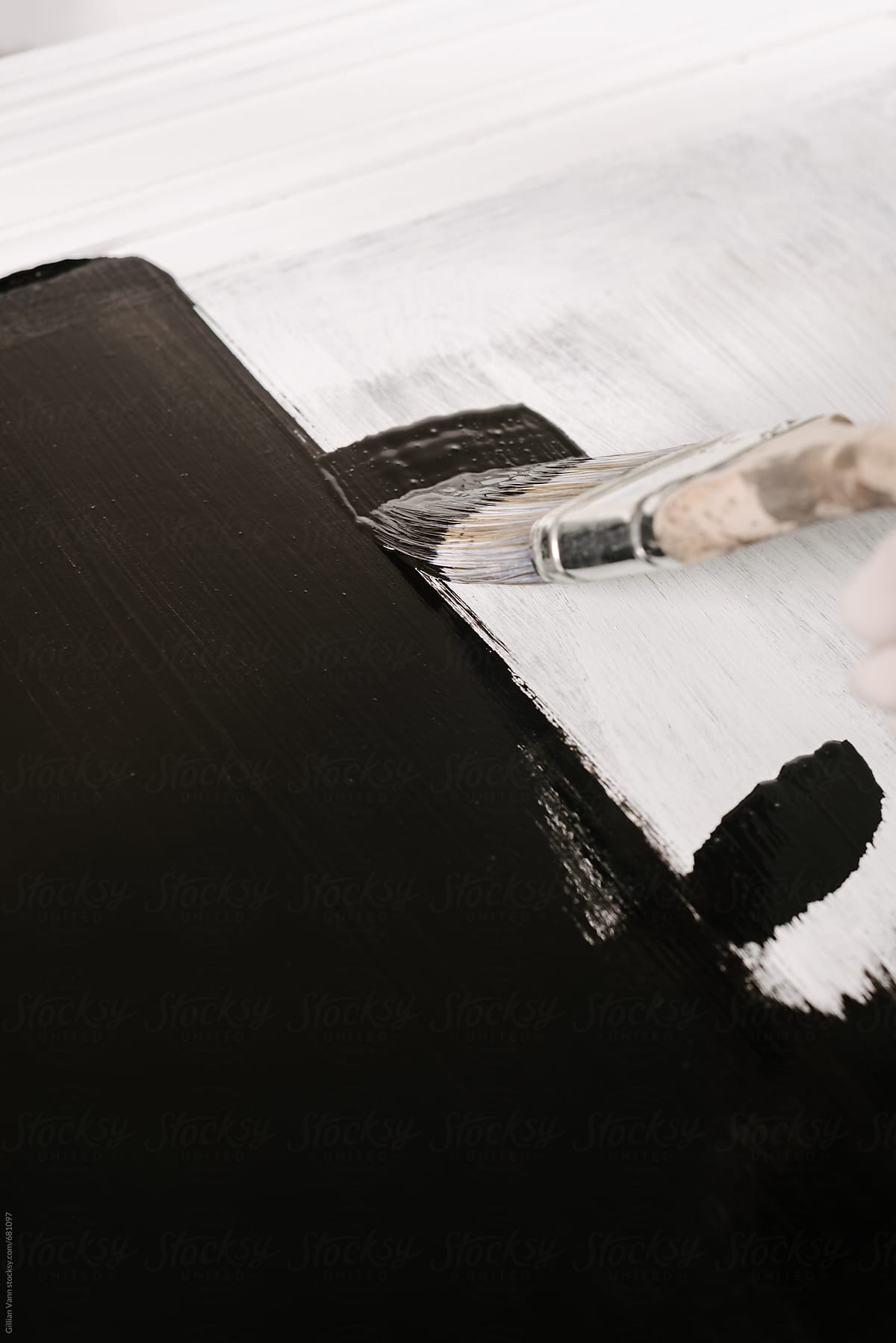 blackboard paint on a brush