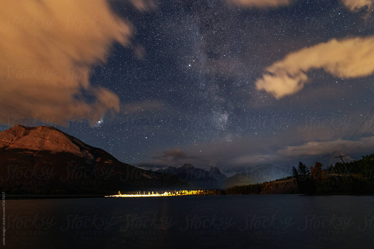 milkyway over lake at night