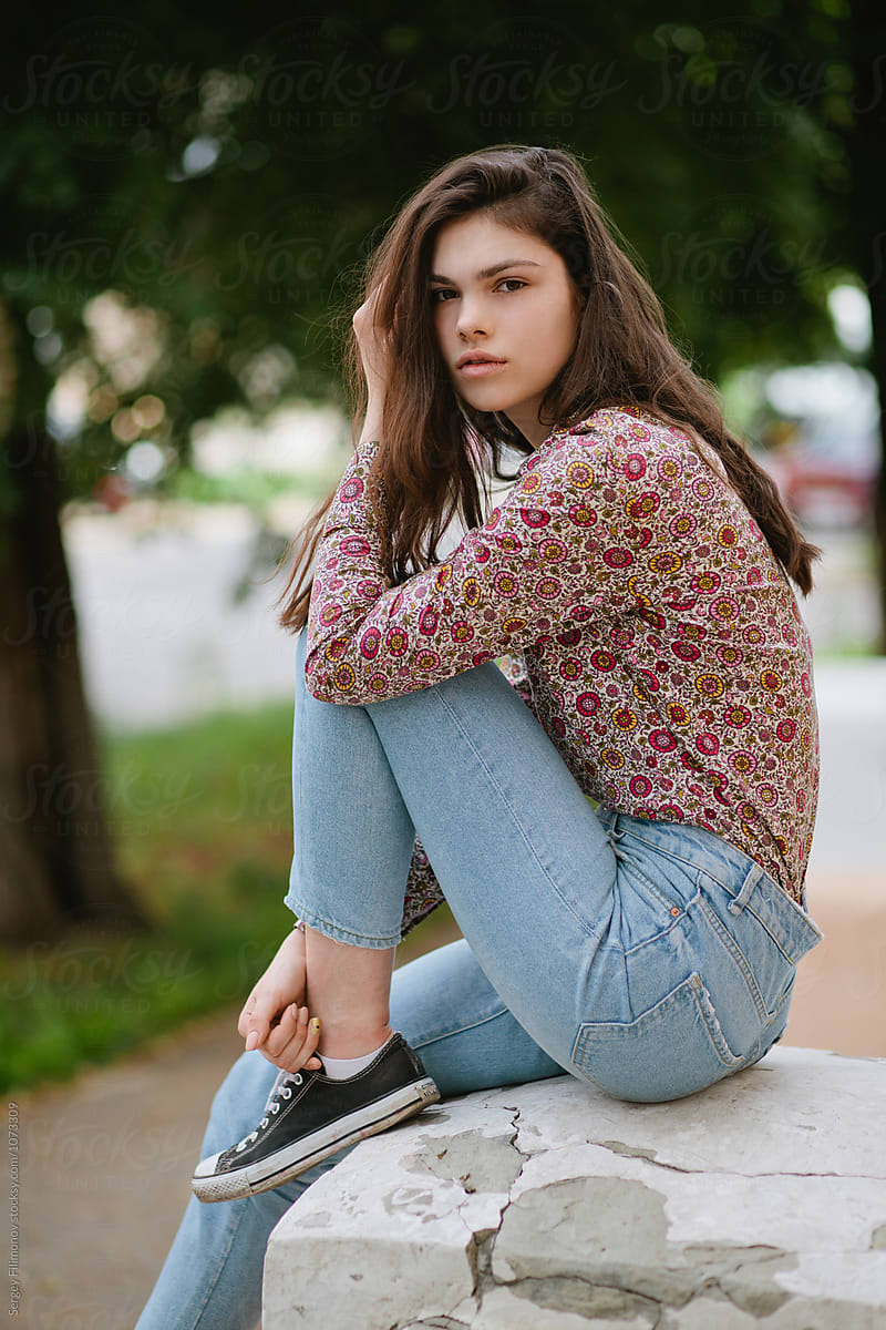 Portrait Of A Beautiful Brunette Teen Girl By Sergey Filimonov