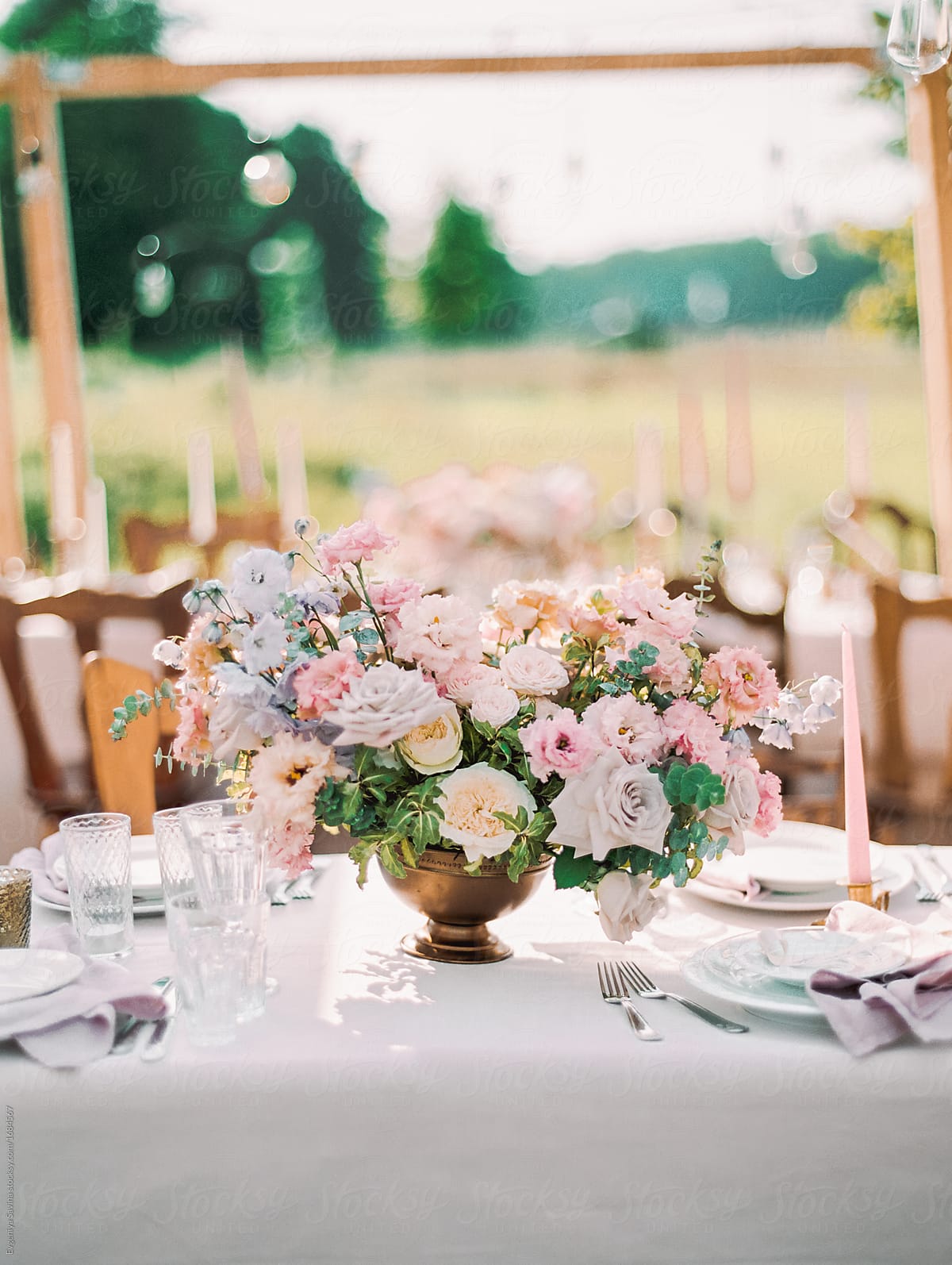 A table setting for a wedding