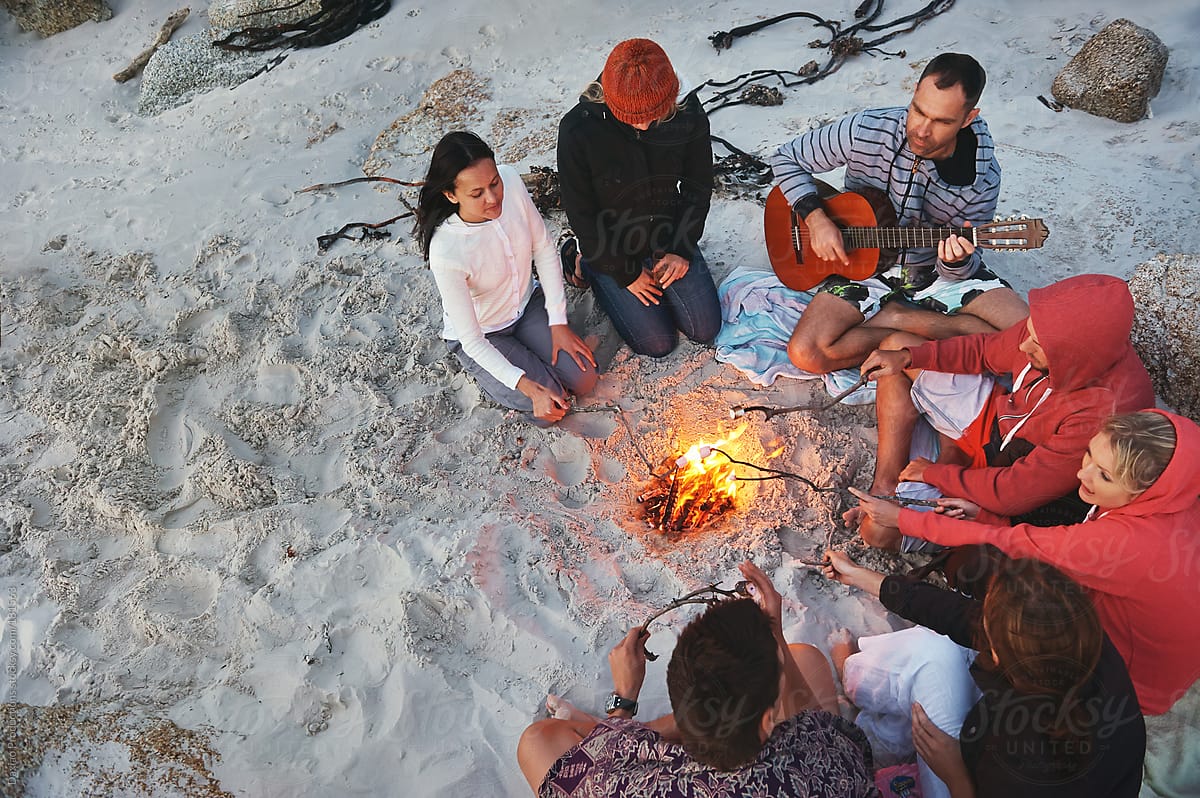 beach bonfire marshmallow