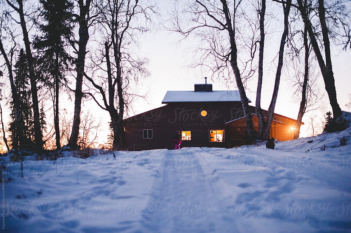 warm cozy cabin in winter