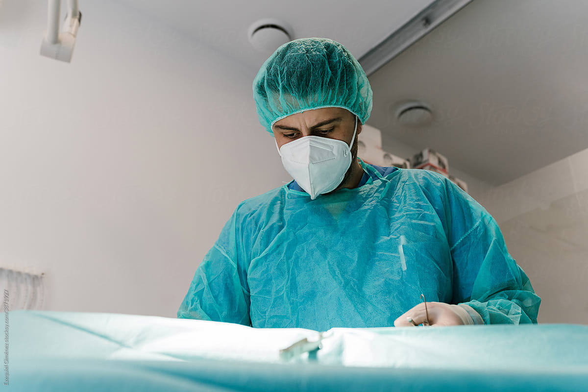 Portrait of a surgeon at work in a vet