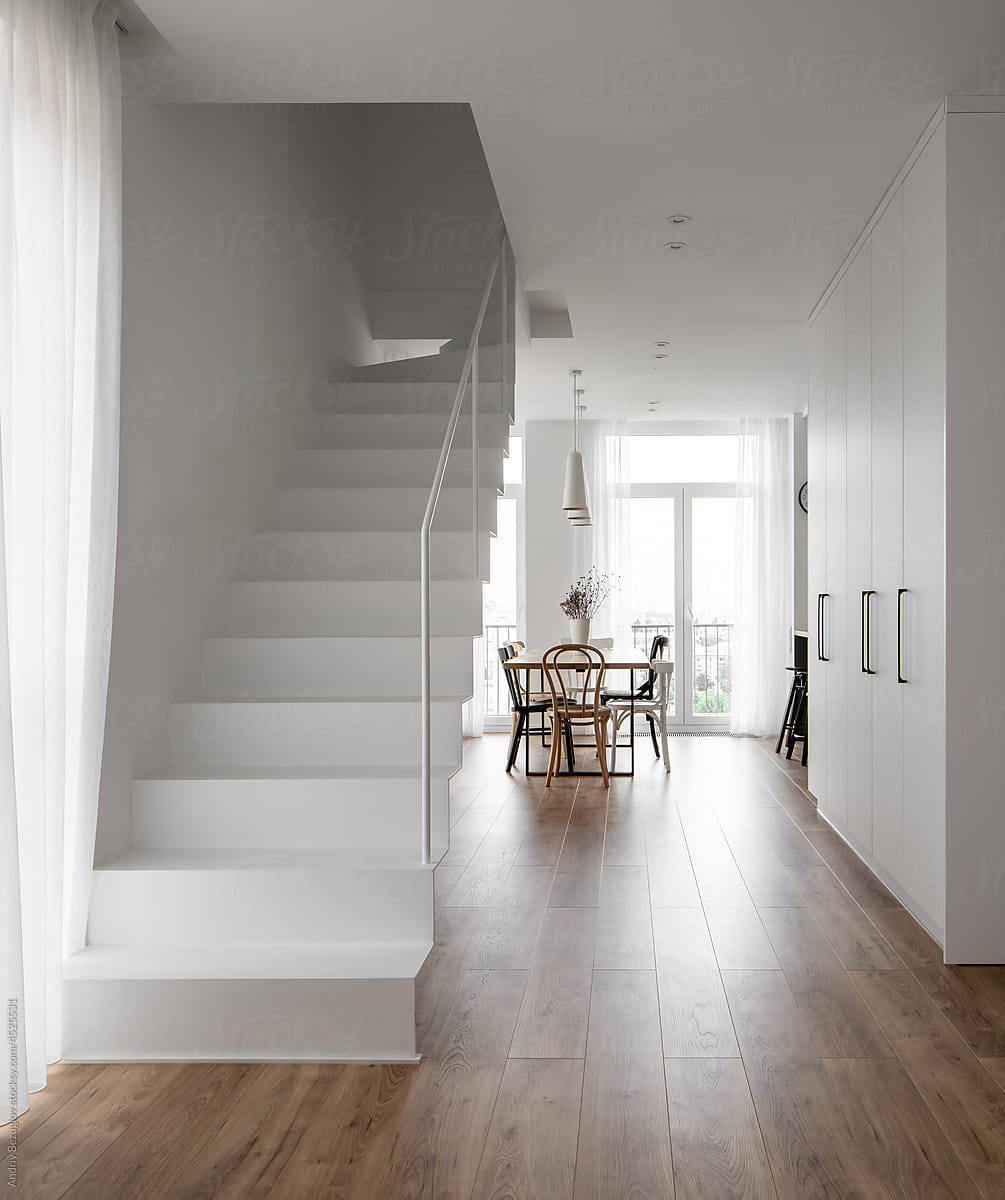 Two-level flat in modern style with stylish stairs