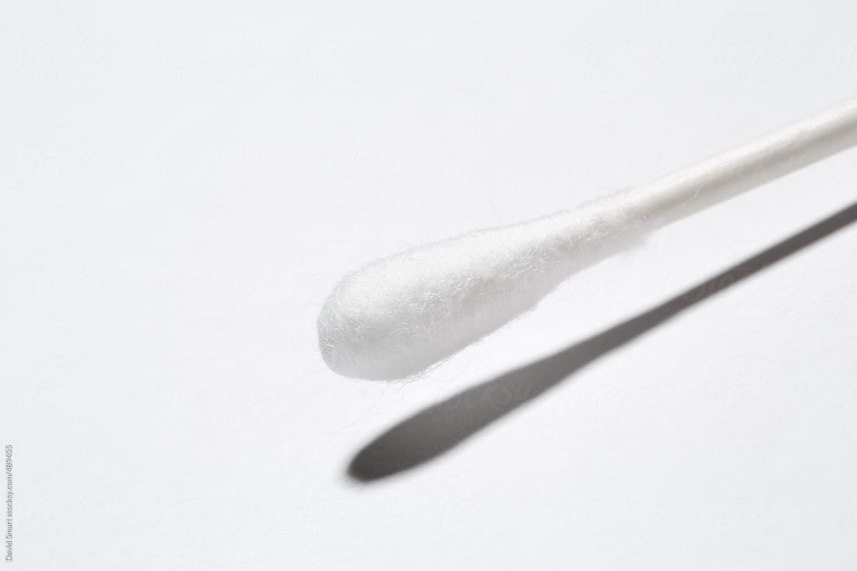 Close-up of the tip of a cotton swab