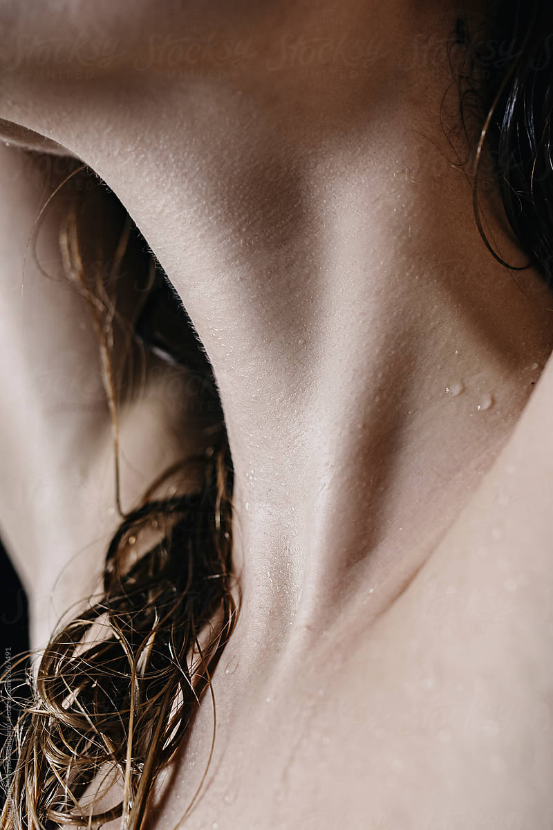 Closeup photo of woman's neck skin texture