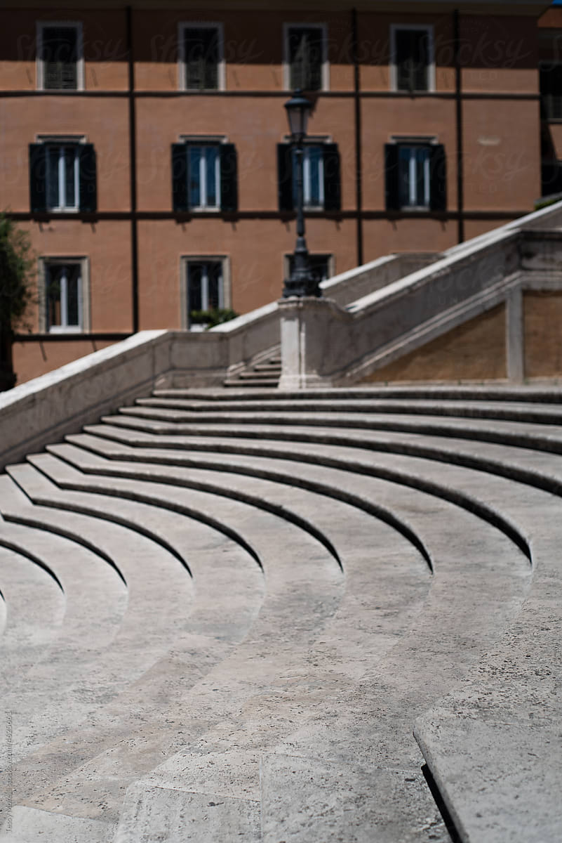 Spanish Steps (scalinata di Trinità dei Monti) curve stairs detail