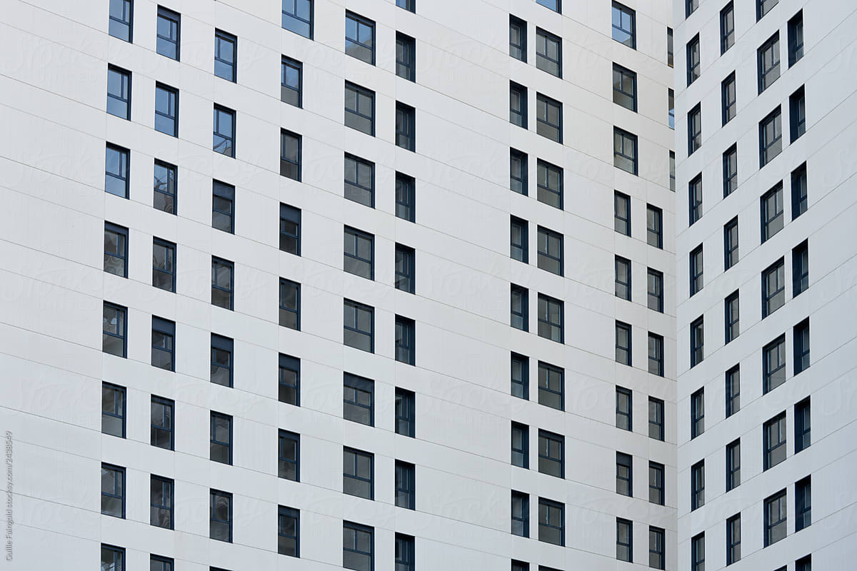 Contemporary building with white facade