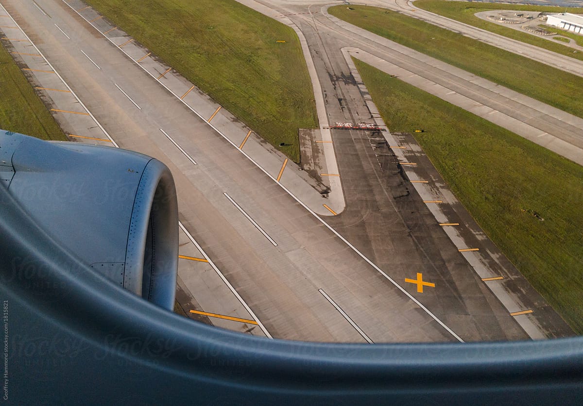 View from an Airplane Window Upon Approach for Landing.