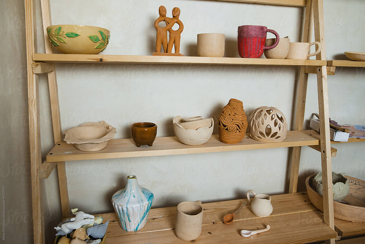 Pottery On Atelier Shelves