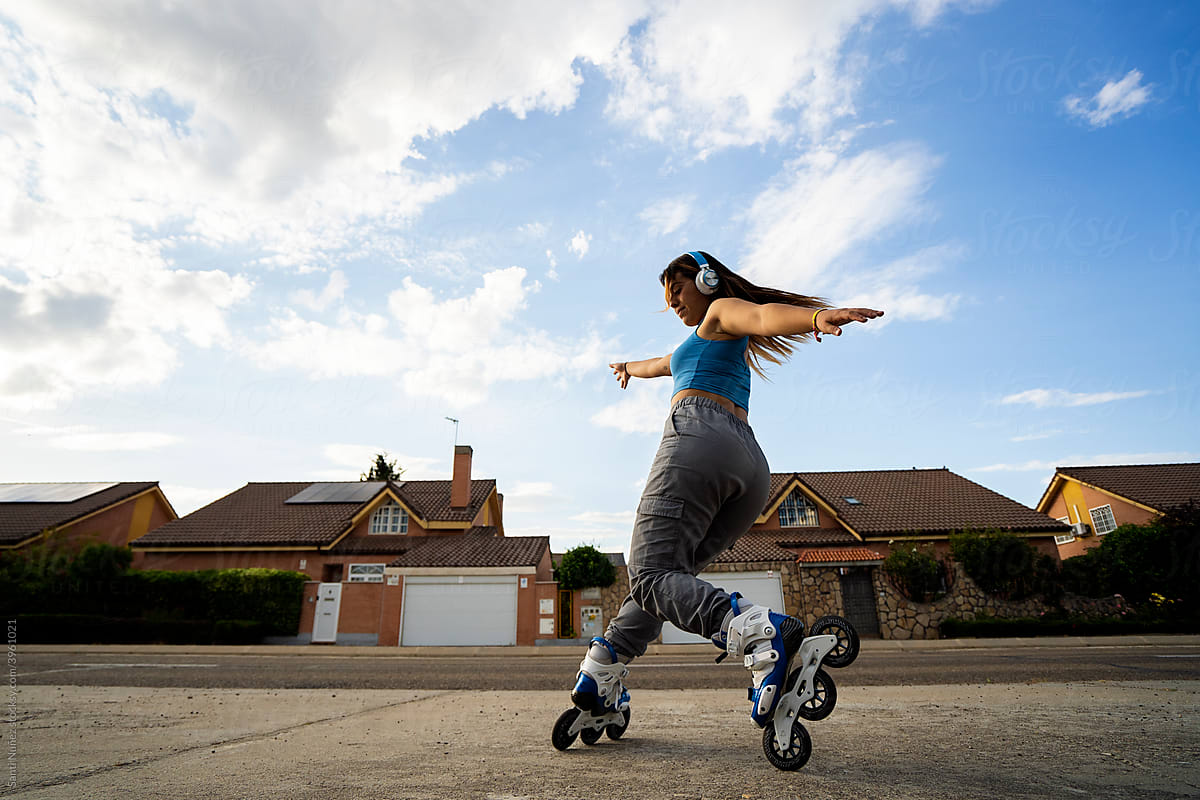 Happy Skater Woman Rollerblading